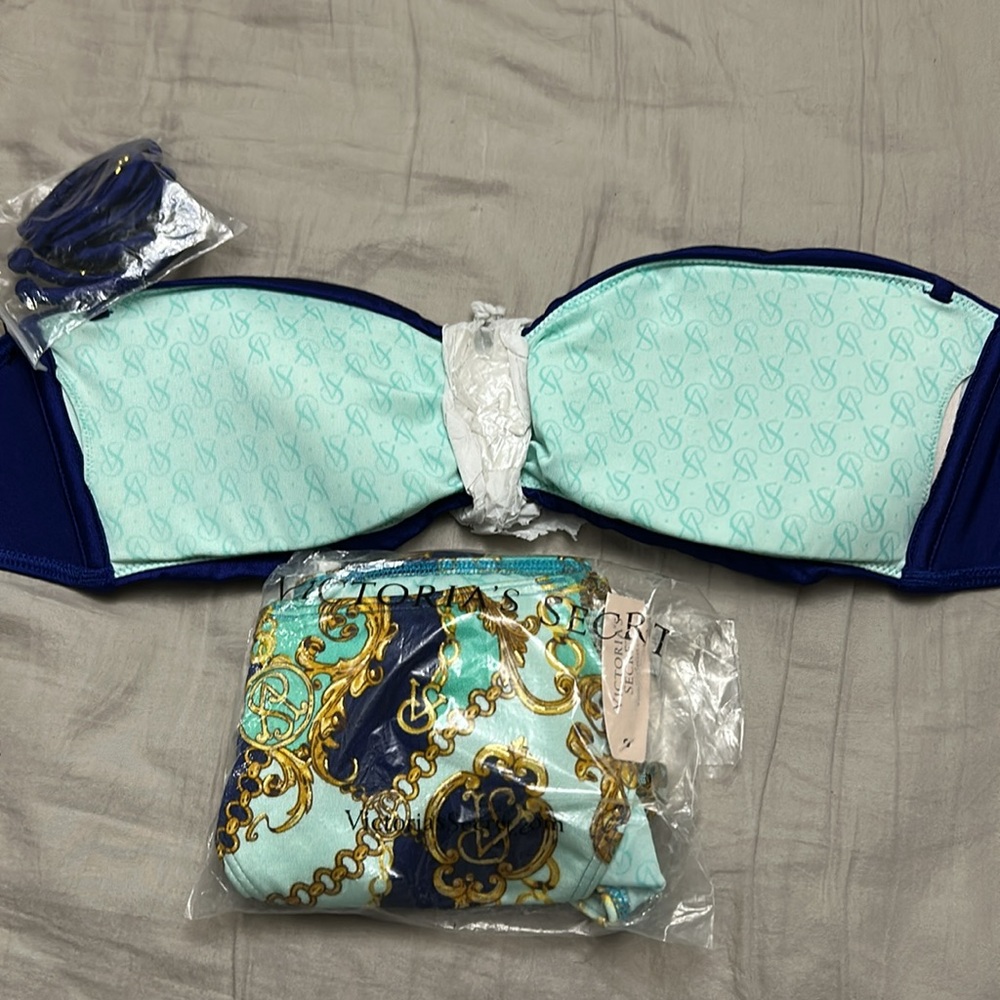 Victoria's Secret Royal Blue Jeweled Bikini Top NWT - Picture 4 of 7